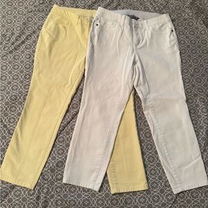 Christopher & Banks Pants 4 Petite White and Light Yellow: Jean style EUC